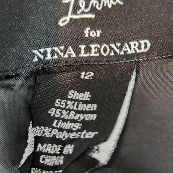 Black Linen Halter Dress with Front Tuxedo Ruffle - Picture 3 of 6